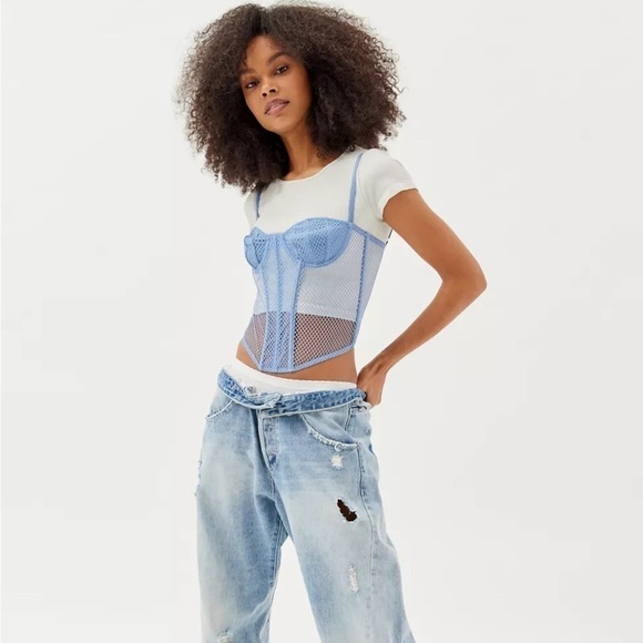 Urban Outfitters Out From Under Modern Love Overdrive Fishnet Corset Sz S NWT - Picture 2 of 16